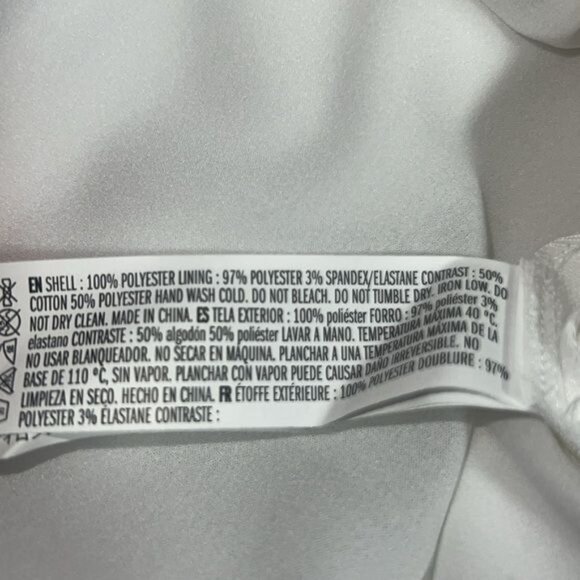 English Factory Sleeveless White Shift Dress With Navy Tie Collar Size Large - Picture 8 of 12